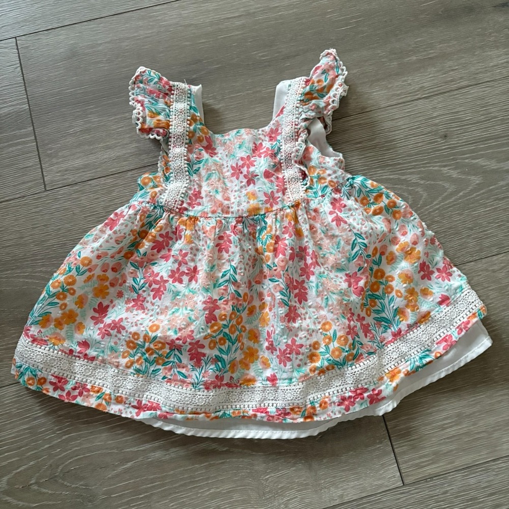 Tommy Bahama‎ Girls Multicolor Floral Lace Trim Ruffle Girly Dress Size 3T
